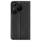 Кожен Калъф с Джобове за Huawei Pura 70 Pro, Wallet Book Case, Черен (6)