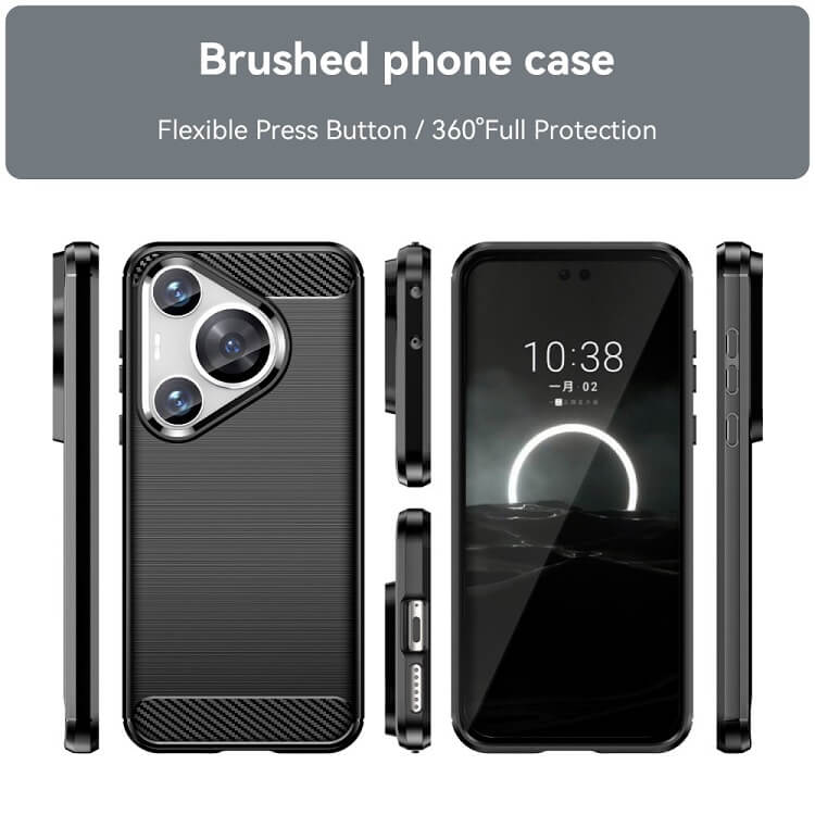 Противоударен Калъф за Huawei Pura 70 Pro, Premium Carbon Case, Черен (3)