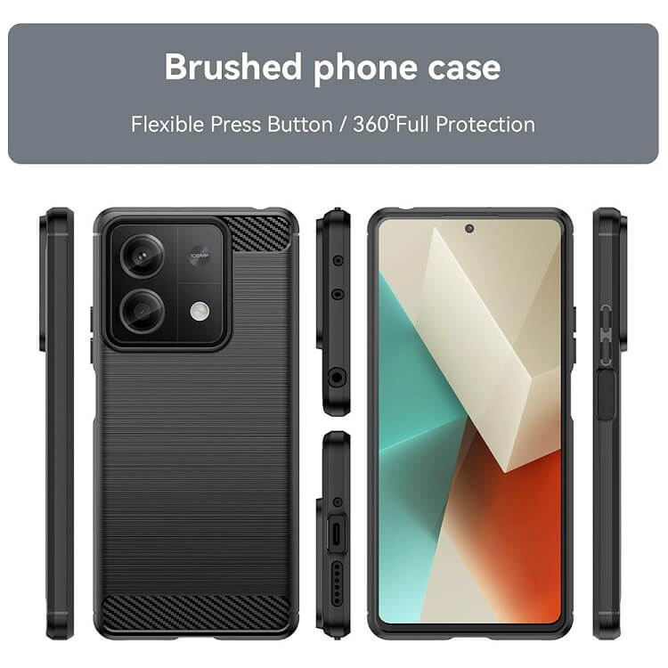 Противоударен Калъф за Xiaomi Redmi Note 13 5G, Tech-Protect Premium Carbon Case, Черен (2)