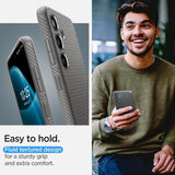 Противоударен Силиконов Калъф за Samsung S24, Spigen Liquid Air Case, Сив (9)