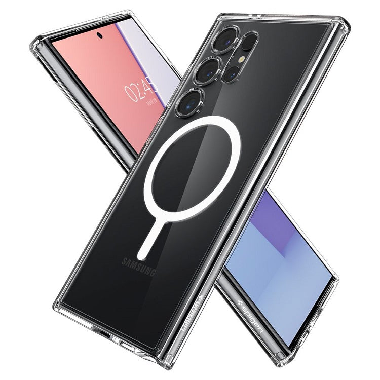 Magsafe Противоударен Калъф за Samsung S24 Ultra, Spigen Ultra Hybrid Case, Бял (4)