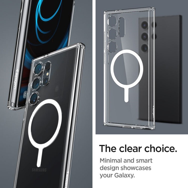 Magsafe Противоударен Калъф за Samsung S24 Ultra, Spigen Ultra Hybrid Case, Бял (7)