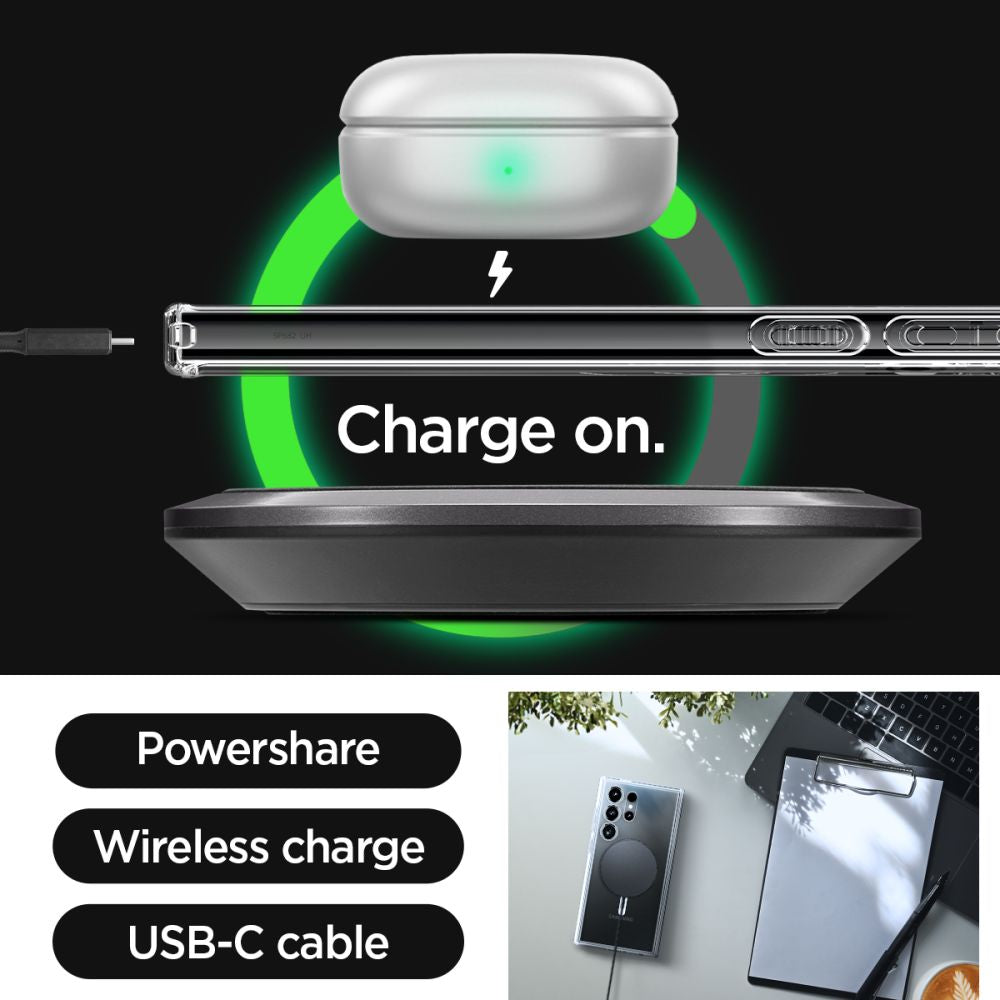 Magsafe Противоударен Калъф за Samsung S24 Ultra, Spigen Ultra Hybrid Case, Бял (10)