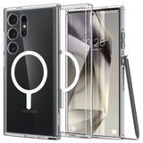 Magsafe Противоударен Калъф за Samsung S24 Ultra, Spigen Ultra Hybrid Case, Бял