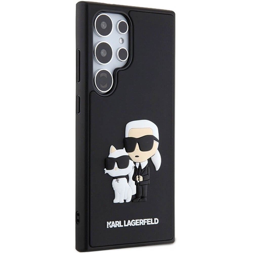 Луксозен Калъф за Samsung S24 Ultra, Karl Lagerfeld 3D Rubber Karl & Choupette Case, Черен (5)