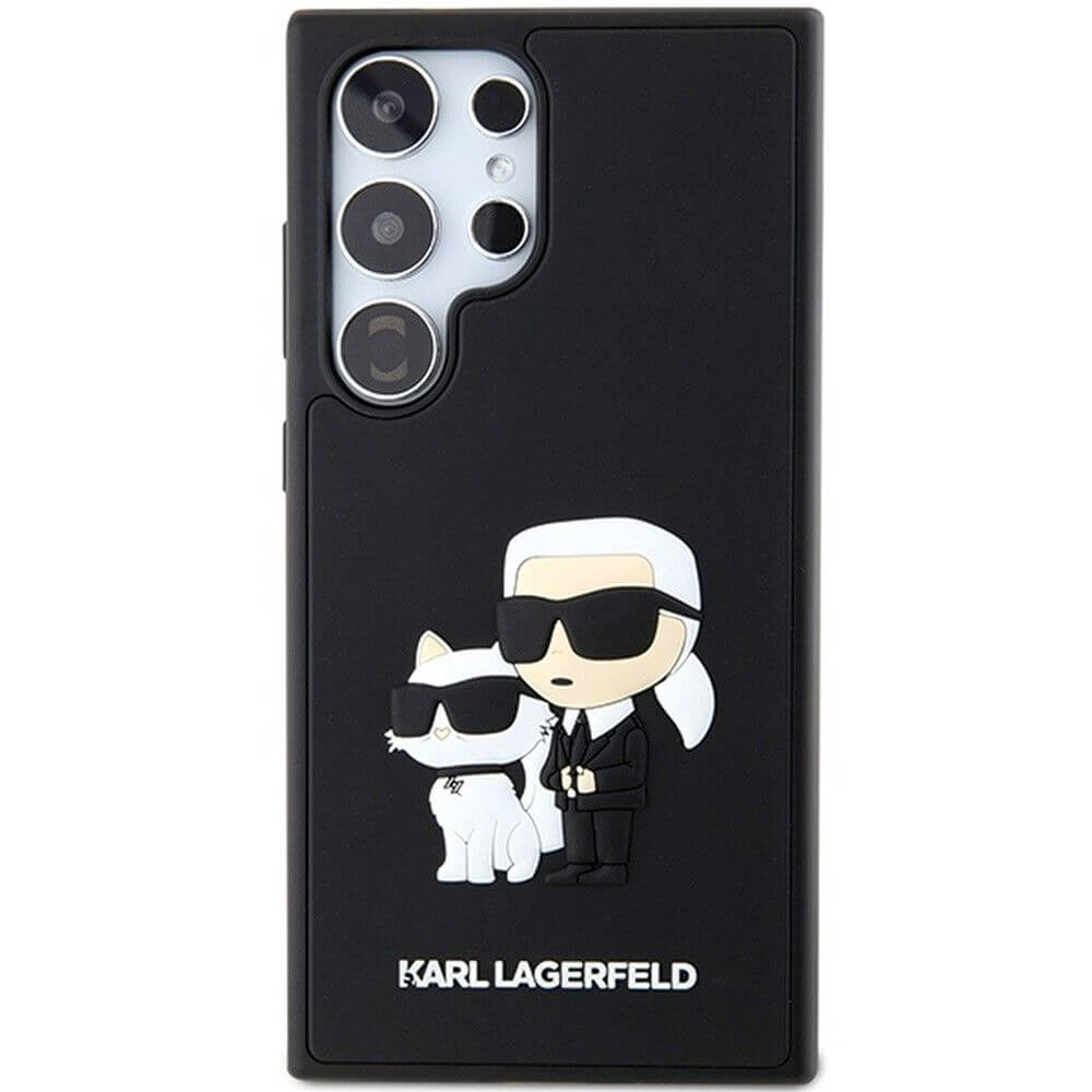 Луксозен Калъф за Samsung S24 Ultra, Karl Lagerfeld 3D Rubber Karl & Choupette Case, Черен (2)