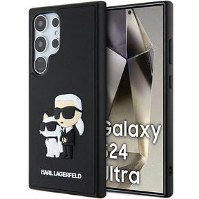 Луксозен Калъф за Samsung S24 Ultra, Karl Lagerfeld 3D Rubber Karl & Choupette Case, Черен