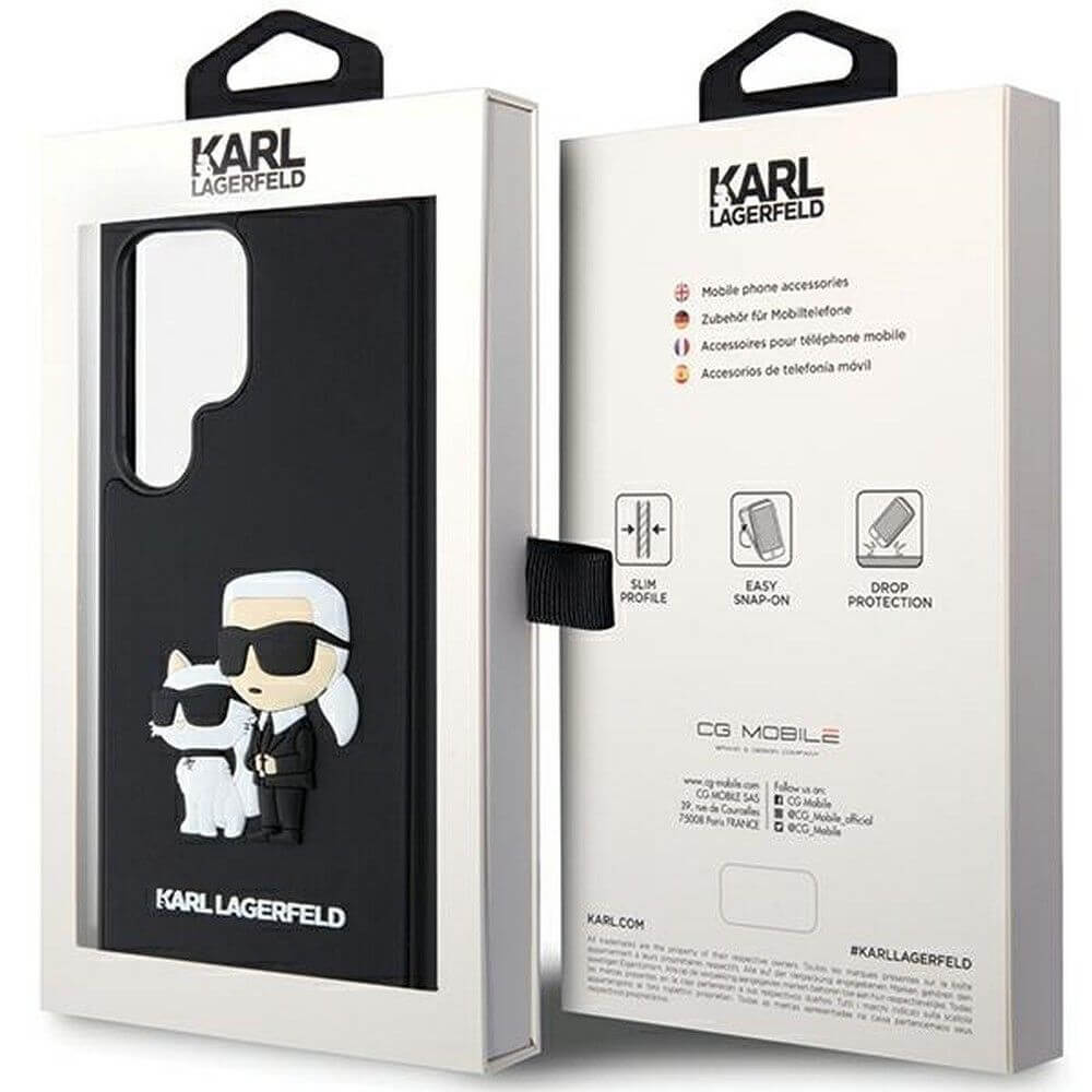 Луксозен Калъф за Samsung S24 Ultra, Karl Lagerfeld 3D Rubber Karl & Choupette Case, Черен (7)