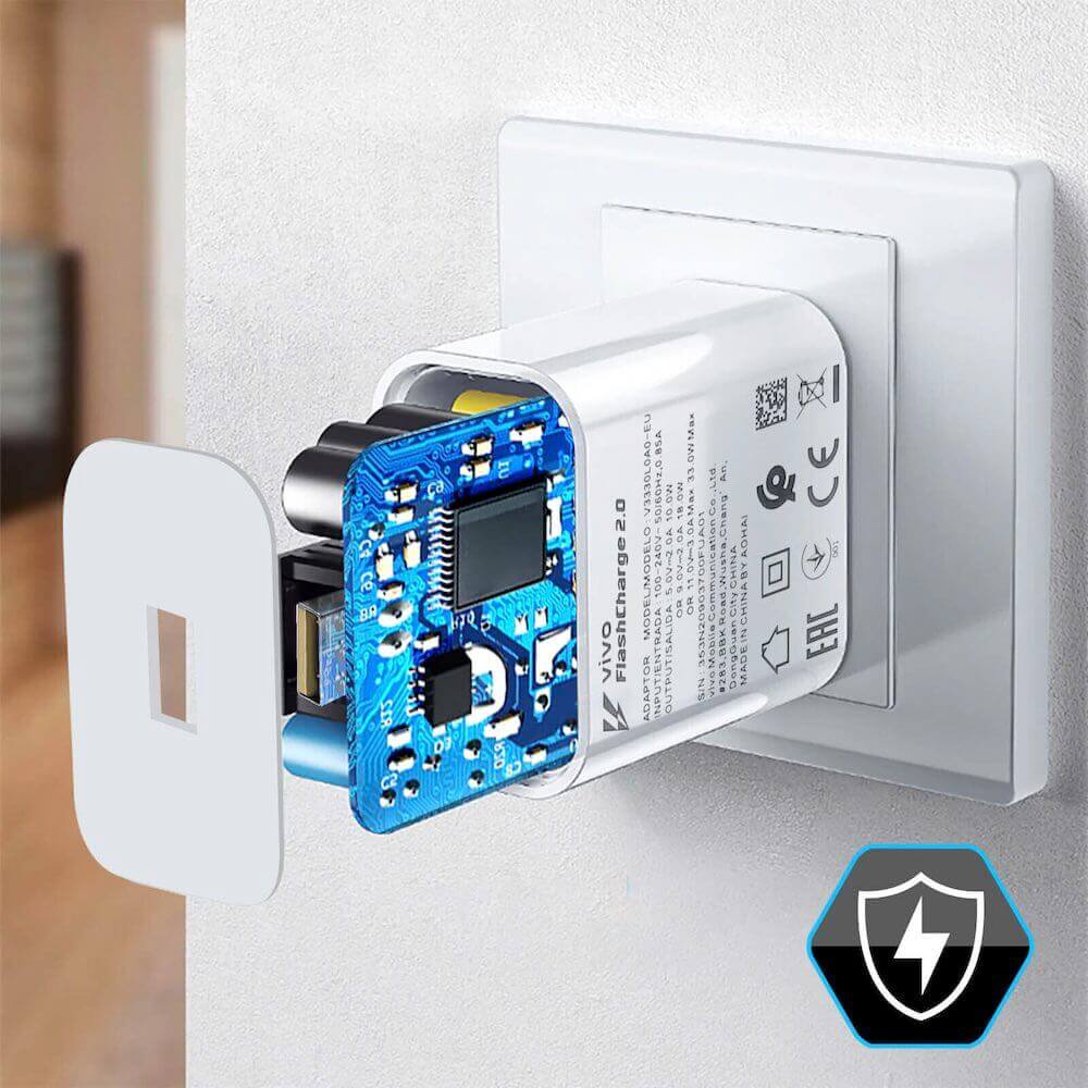 Оригинално Бързо Зарядно с Кабел, Vivo 220v-33W Flash Charge, Бял (5)