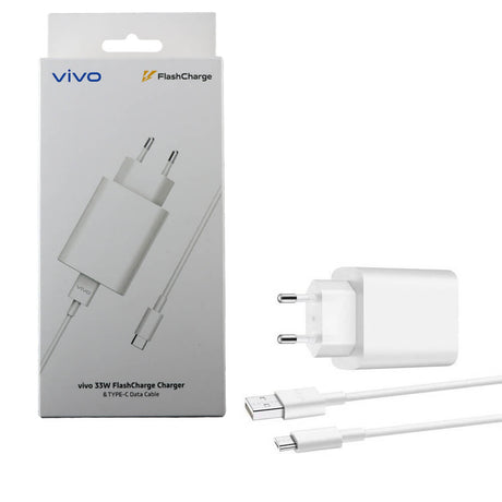 Оригинално Бързо Зарядно с Кабел, Vivo 220v-33W Flash Charge, Бял (7)