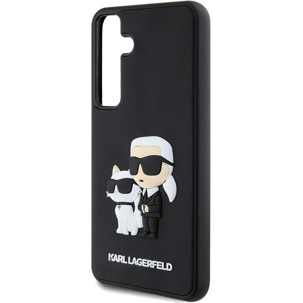 Луксозен Калъф за Samsung S24, Karl Lagerfeld 3D Rubber Karl & Choupette Case, Черен (3)