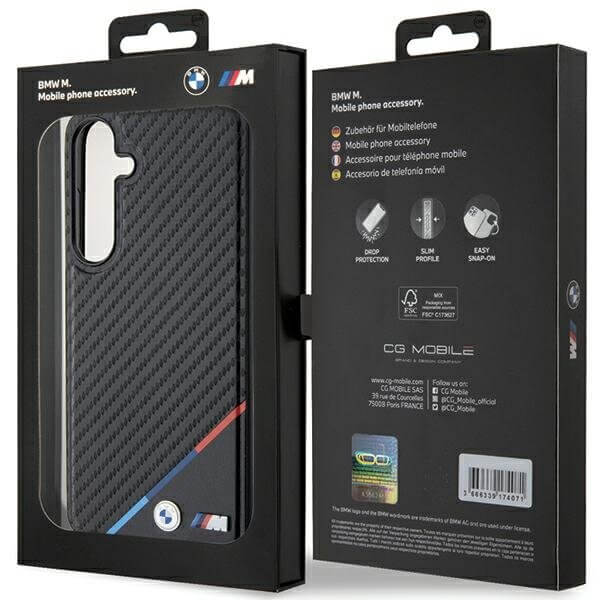 Magsafe Карбонов Калъф за Samsung S24, BMW Tricolor Line Case, Черен (8)