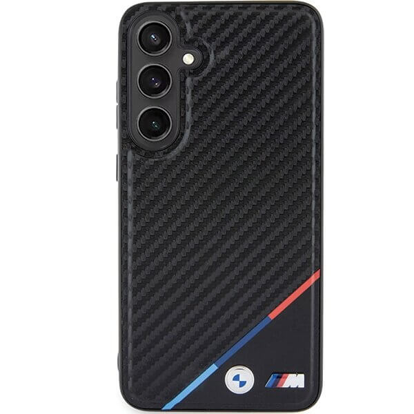 Magsafe Карбонов Калъф за Samsung S24, BMW Tricolor Line Case, Черен (3)