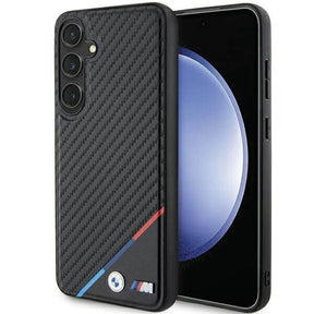 Magsafe Карбонов Калъф за Samsung S24 Plus, BMW Tricolor Line Case, Черен