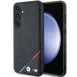 Magsafe Карбонов Калъф за Samsung S24, BMW Tricolor Line Case, Черен