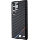 Magsafe Карбонов Калъф за Samsung S24 Ultra, BMW Tricolor Line Case, Черен (2)