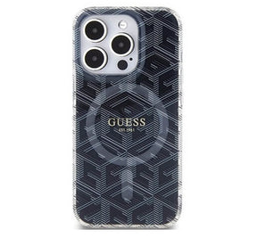 Magsafe Калъф за iPhone 15 Pro, Guess IML GCube Hard Case, Черен