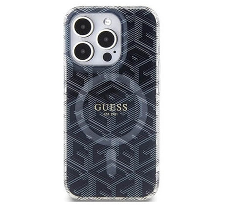 Magsafe Калъф за iPhone 15 Pro Max, Guess IML GCube Hard Case, Черен