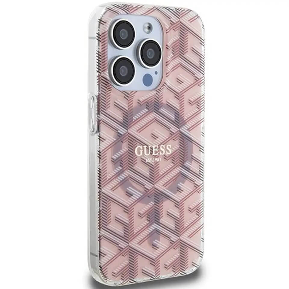 Magsafe Калъф за iPhone 15 Pro Max, Guess IML GCube Hard Case, Прозрачен (2)