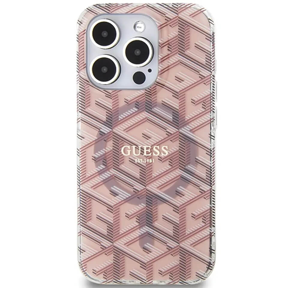 Magsafe Калъф за iPhone 15 Pro, Guess IML GCube Hard Case, Прозрачен