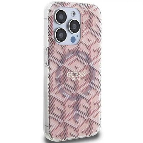 Magsafe Калъф за iPhone 15 Pro, Guess IML GCube Hard Case, Прозрачен (2)
