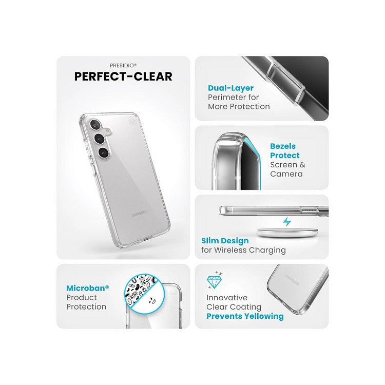 Екстремен Калъф за Samsung S24, Speck Presidio Perfect-Clear, Прозрачен (8)