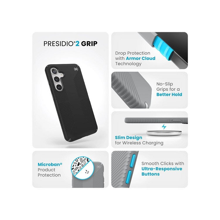 Екстремен Калъф за Samsung S24 Plus, Speck Presidio 2 Grip Case, Черен (10)
