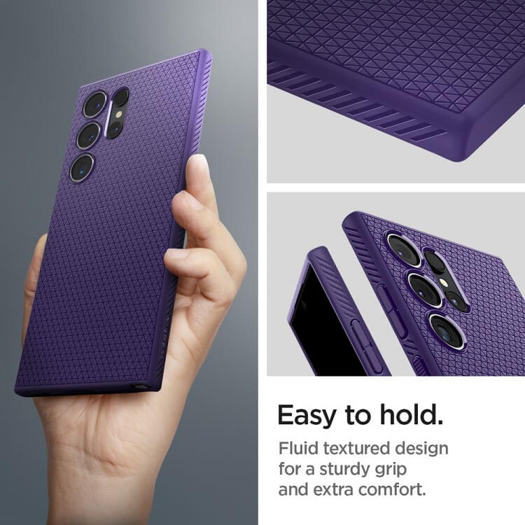 Противоударен Силиконов Калъф за Samsung S24 Ultra, Spigen Liquid Air Case, Тъмно Лилав (7)