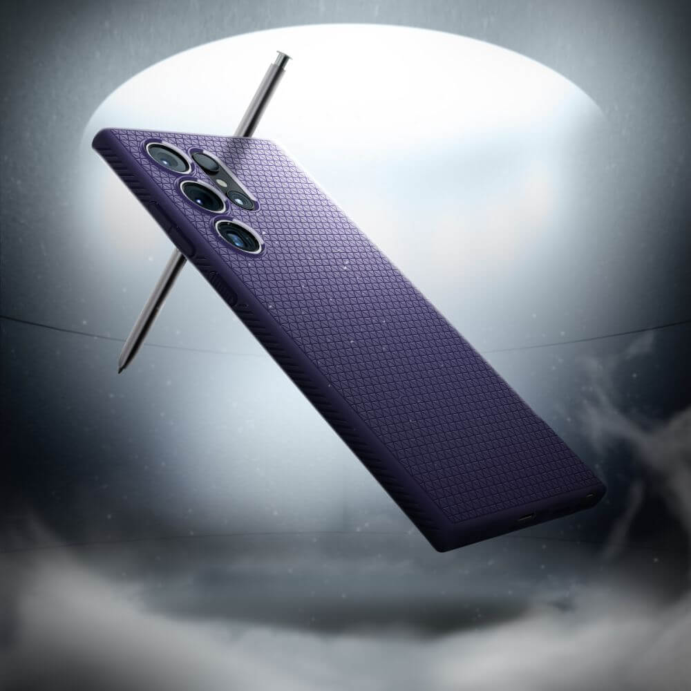 Противоударен Силиконов Калъф за Samsung S24 Ultra, Spigen Liquid Air Case, Тъмно Лилав (6)