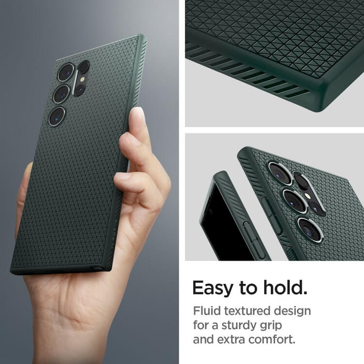 Противоударен Силиконов Калъф за Samsung S24 Ultra, Spigen Liquid Air Case, Зелен (6)