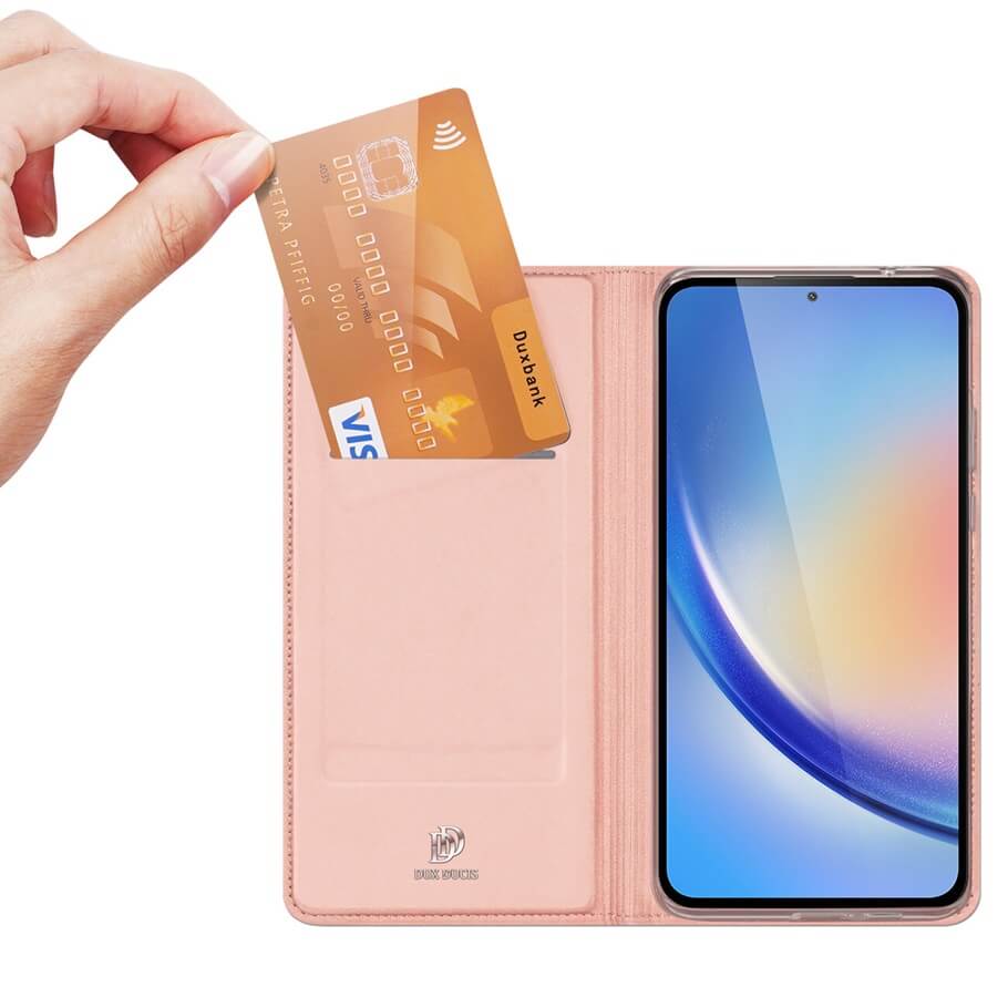 Кожен Калъф за Samsung A35, Dux Ducis Skin Pro Book Case, Розов (2)