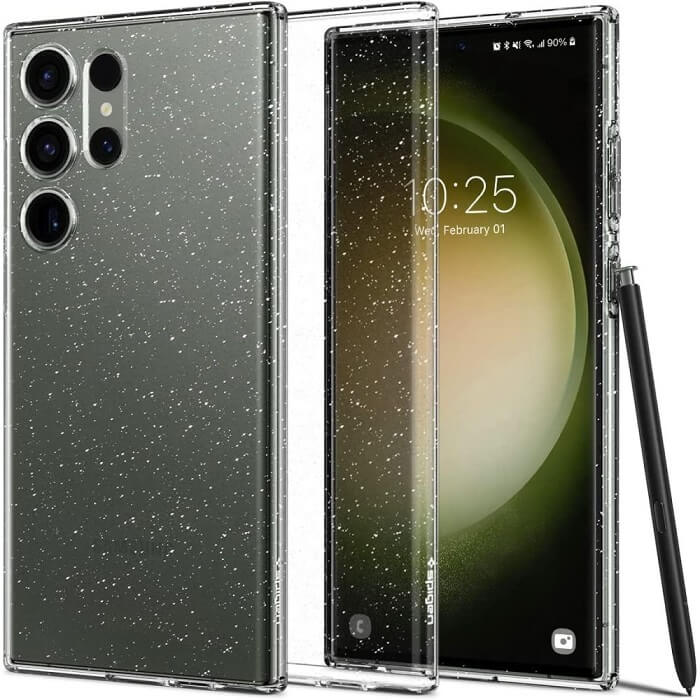 Блестящ Калъф за Samsung S24 Ultra, Spigen Liquid Crystal Glitter Quartz Case, Прозрачен