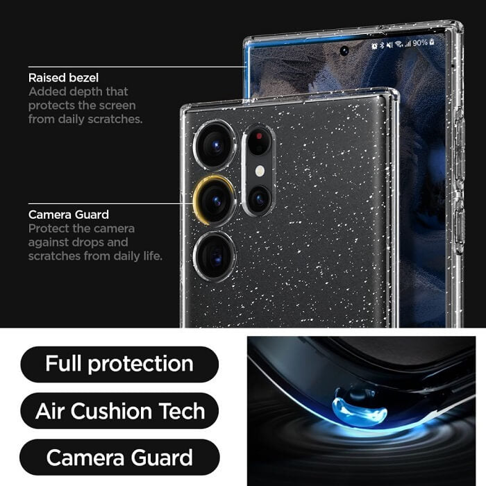 Блестящ Калъф за Samsung S24 Ultra, Spigen Liquid Crystal Glitter Quartz Case, Прозрачен (7)