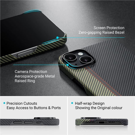 Magsafe Тънък Калъф за iPhone 14, Pitaka MagEZ 3 Case, Черен (9)