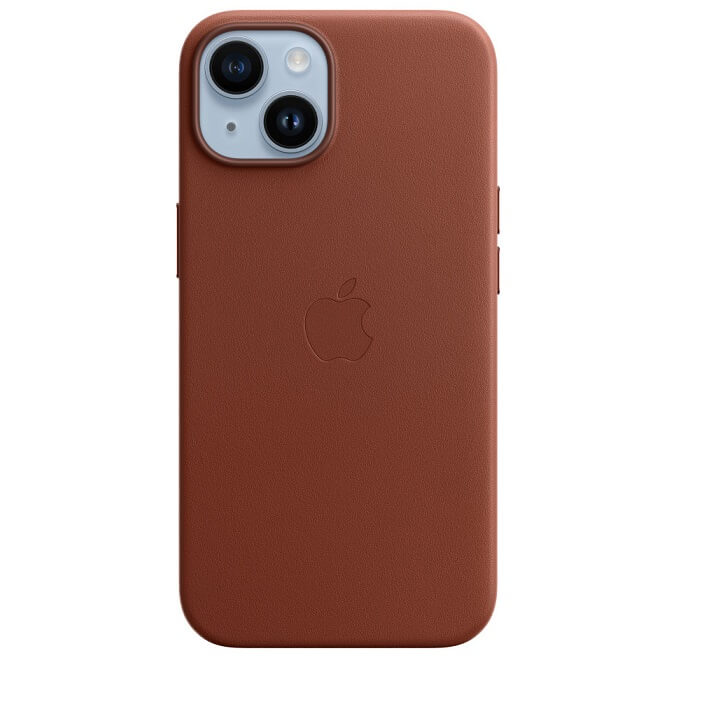 Оригинален Кожен Калъф за iPhone 14, Leather Magsafe Case MPP73ZM/A, Кафяв (2)