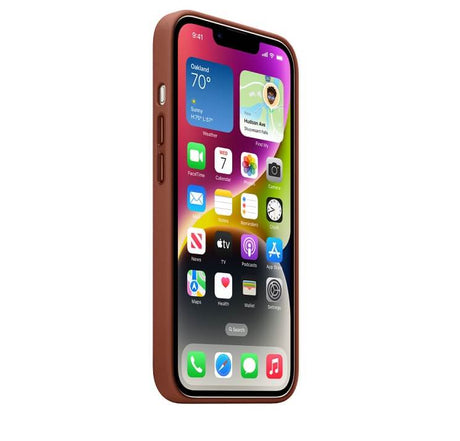 Оригинален Кожен Калъф за iPhone 14, Leather Magsafe Case MPP73ZM/A, Кафяв (3)