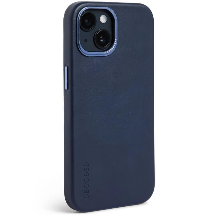 Magsafe Калъф от Естествена Кожа за iPhone 14 Pro, Decoded Leather Case, Син (6)