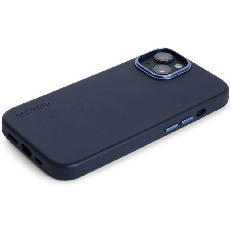 Magsafe Калъф от Естествена Кожа за iPhone 14 Pro, Decoded Leather Case, Син (5)