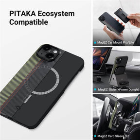 Magsafe Тънък Калъф за iPhone 14, Pitaka MagEZ 3 Case, Черен (5)