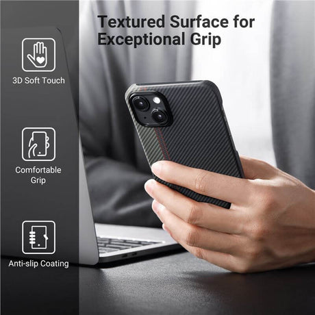 Magsafe Тънък Калъф за iPhone 14, Pitaka MagEZ 3 Case, Черен (7)