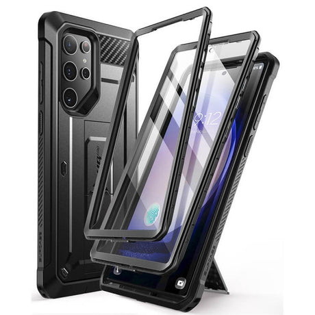 Противоударен Калъф 3в1 за Samsung S24 Ultra, Supcase Unicorn Beetle Pro Set, Черен (2)