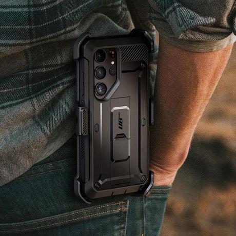 Противоударен Калъф 3в1 за Samsung S24 Ultra, Supcase Unicorn Beetle Pro Set, Черен (7)
