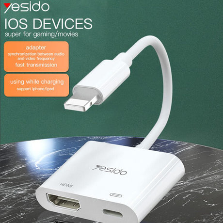 HDMI Адаптер за iPhone и iPad - Converter lightning to HDMI 6cm, Сив (3)