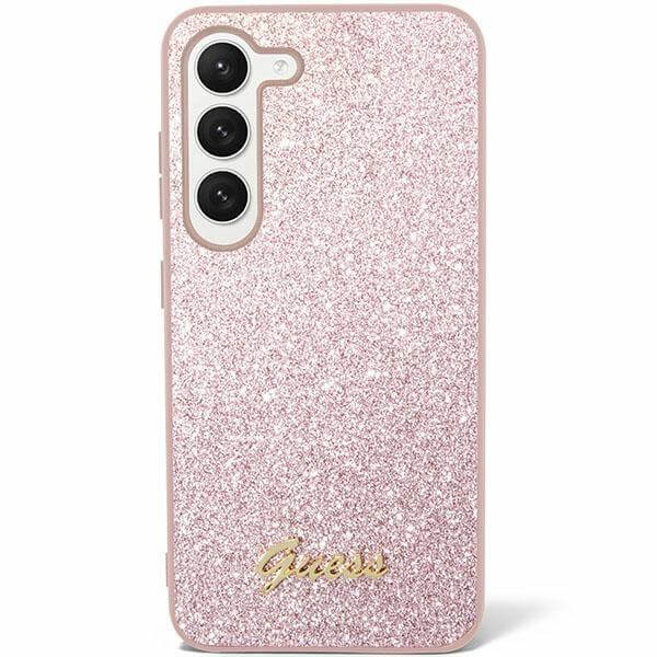 Луксозен Калъф за Samsung S24, Guess Glitter Case, Розов