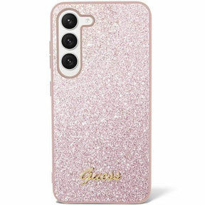 Луксозен Калъф за Samsung S24, Guess Glitter Case, Розов