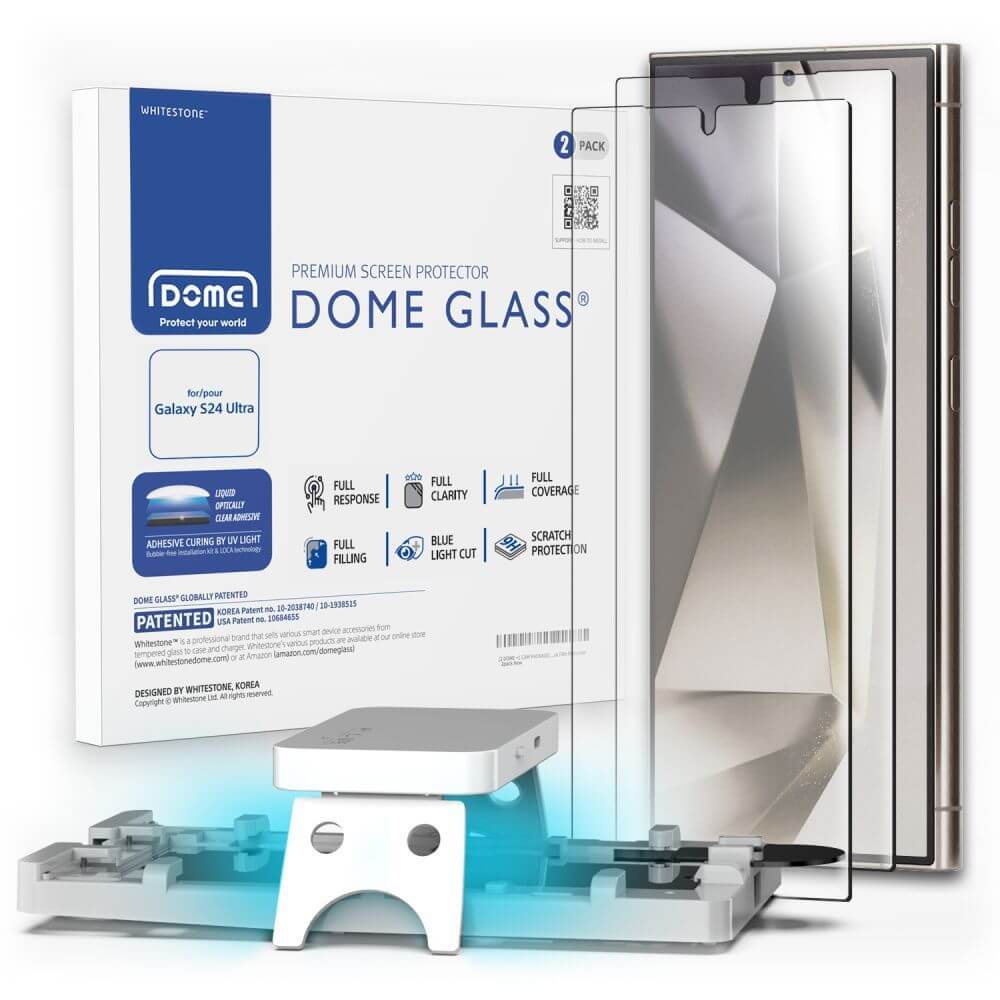 Стъклен Протектор за Samsung S24 Ultra, Whitestone Dome UV Glass x2, Прозрачен