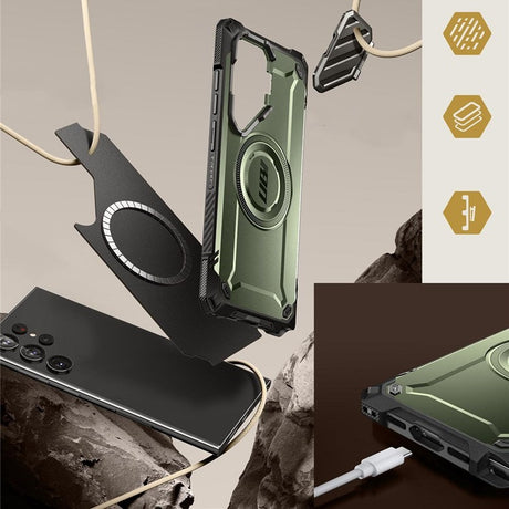 Magsafe Противоударен Калъф за Samsung S24 Ultra, Supcase UB XT Mag, Зелен (6)