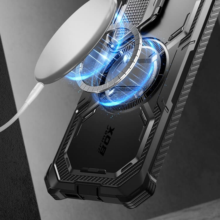 Magsafe Противоударен Калъф за Samsung S24 Plus, Supcase Iblsn Mag ArmorBox, Черен (5)