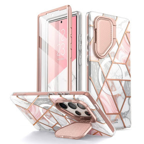Magsafe Дамски Калъф за Samsung S24 Ultra, Supcase Iblsn Cosmo Marble, Розов