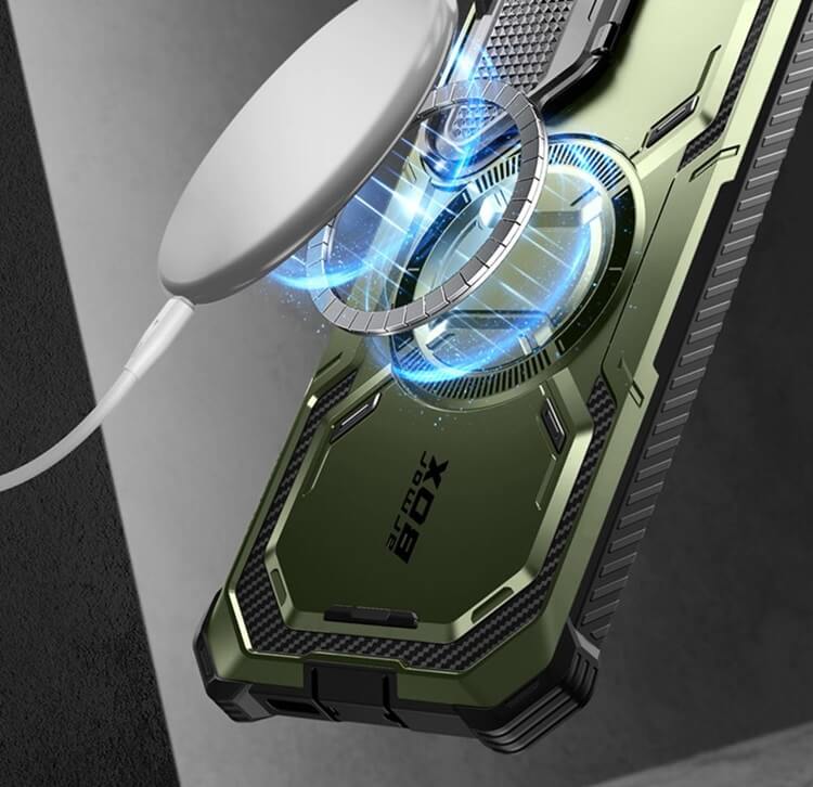 Magsafe Противоударен Калъф за Samsung S24, Supcase Iblsn Mag ArmorBox, Зелен (6)